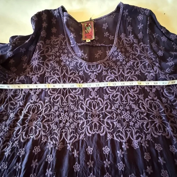 JOHNNY WAS Jossimar deep purple fully embroidered flowy tunic, XL - Picture 9 of 11